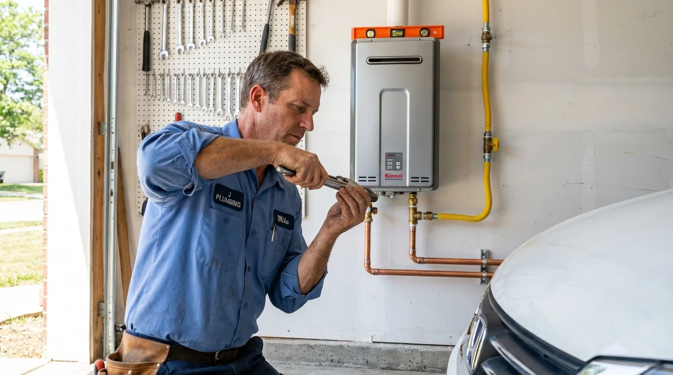 Tankless water heater installation by a Johns Plumbing LLC plumber in Ashfield